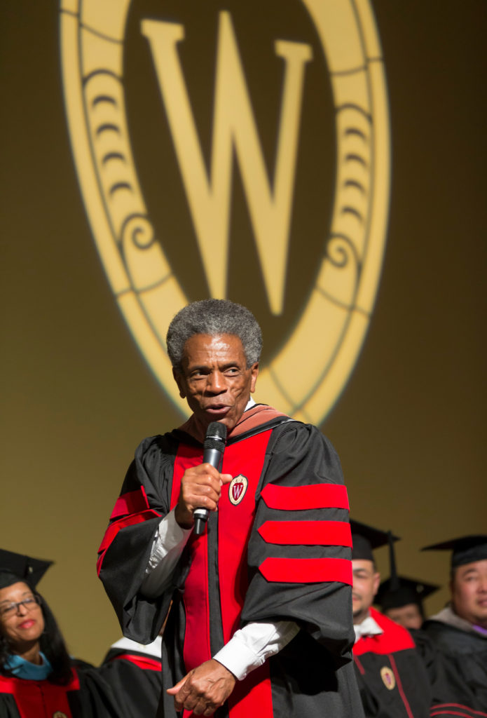 DDEEA 2017 Graduation keynote speaker Andre De Shields, May 12, 2017. Photo by Andy Manis