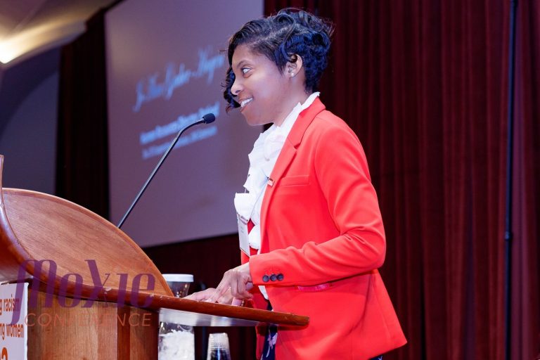 Vanessa McDowell speaks at this year’s YWCA Moxie Conference. Madison365 photo.