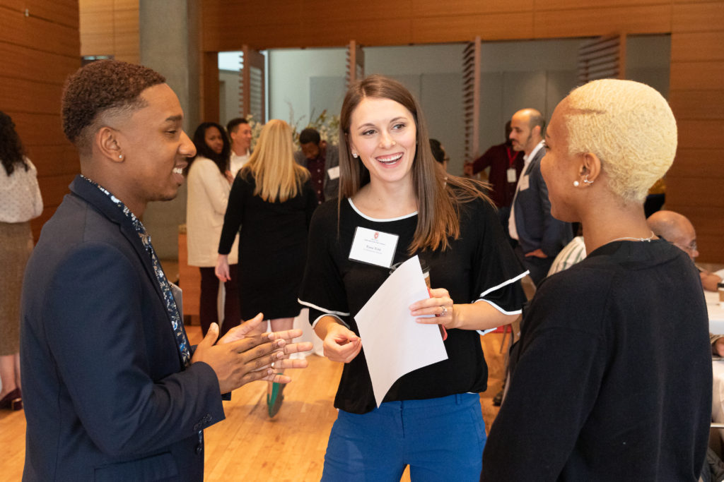 Students meet with business partner representatives about career opportunites. Photo by Amadou Kromah. 