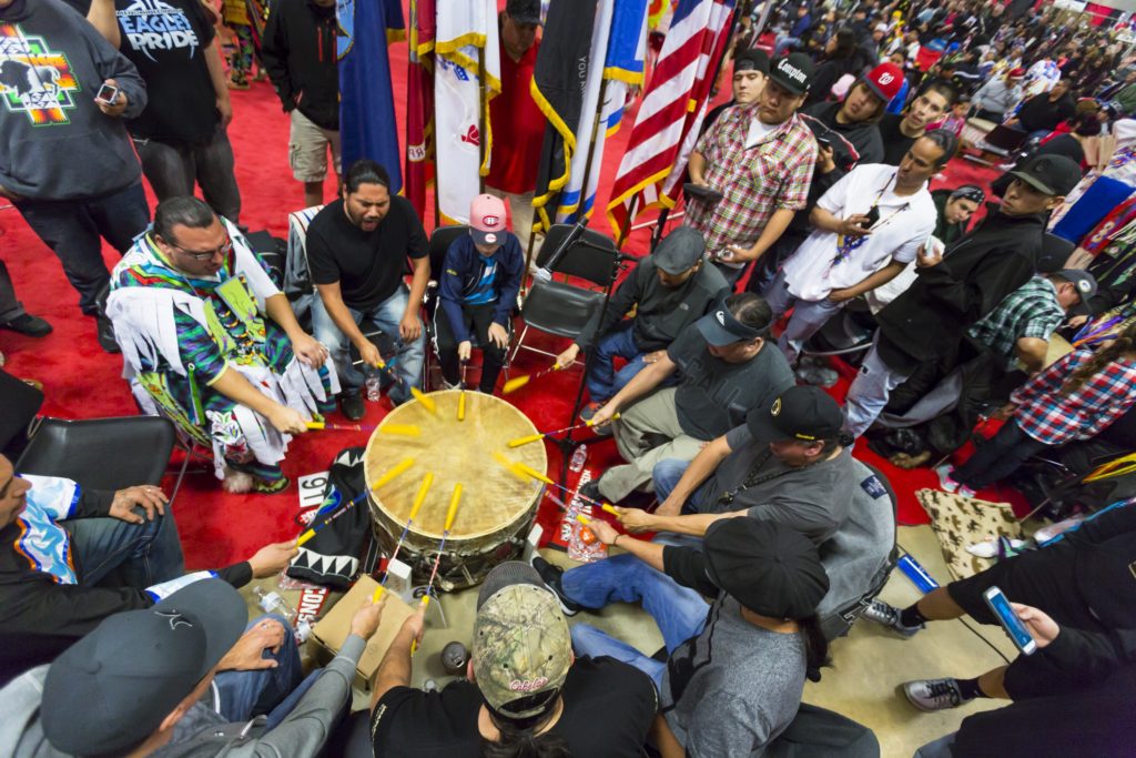 On Wisconsin Annual Spring Powwow April 2, 2016 drummers