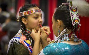 On Wisconsin Powwow mother with daughter