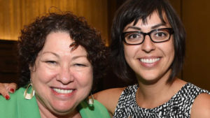 Leslie Orrantia, right, poses with a hero of hers, Supreme Court Justice Sonia Sotomayor
