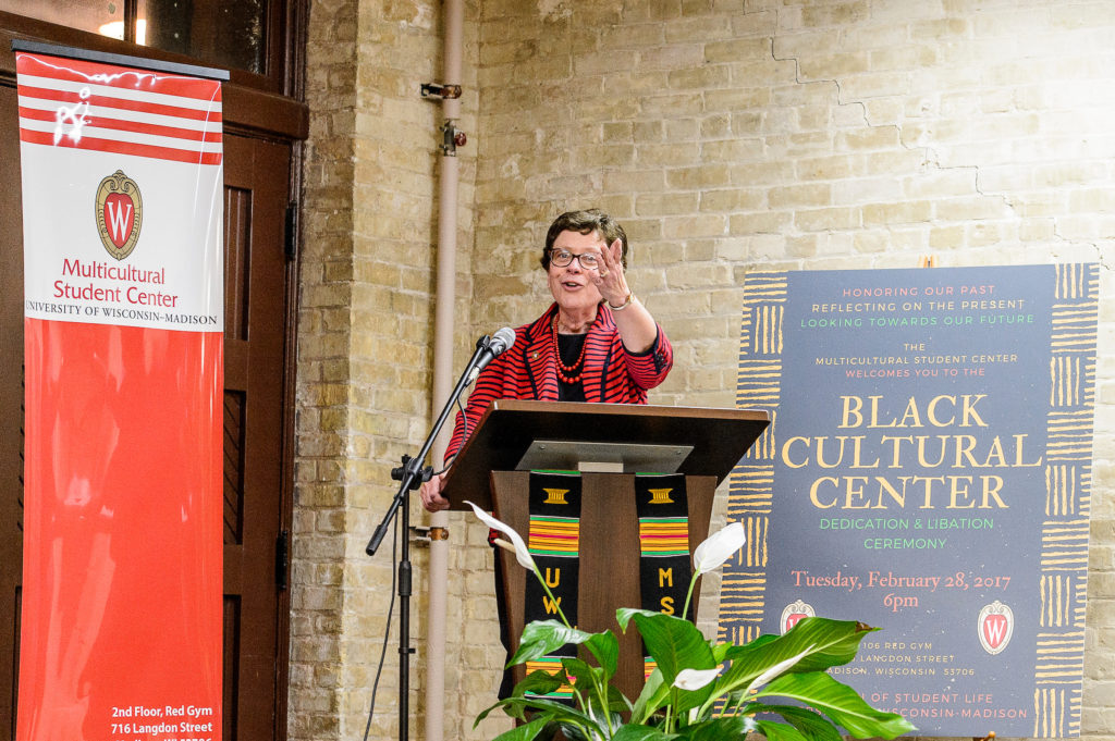 Chancellor Rebecca Blank said the dedication of the new Black Cultural Center is a fitting way to end African-American History Month. PHOTO: BRYCE RICHTER