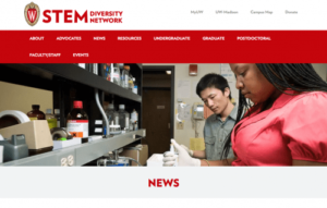 A screen shot of the UW–Madison STEM Diversity Network website.