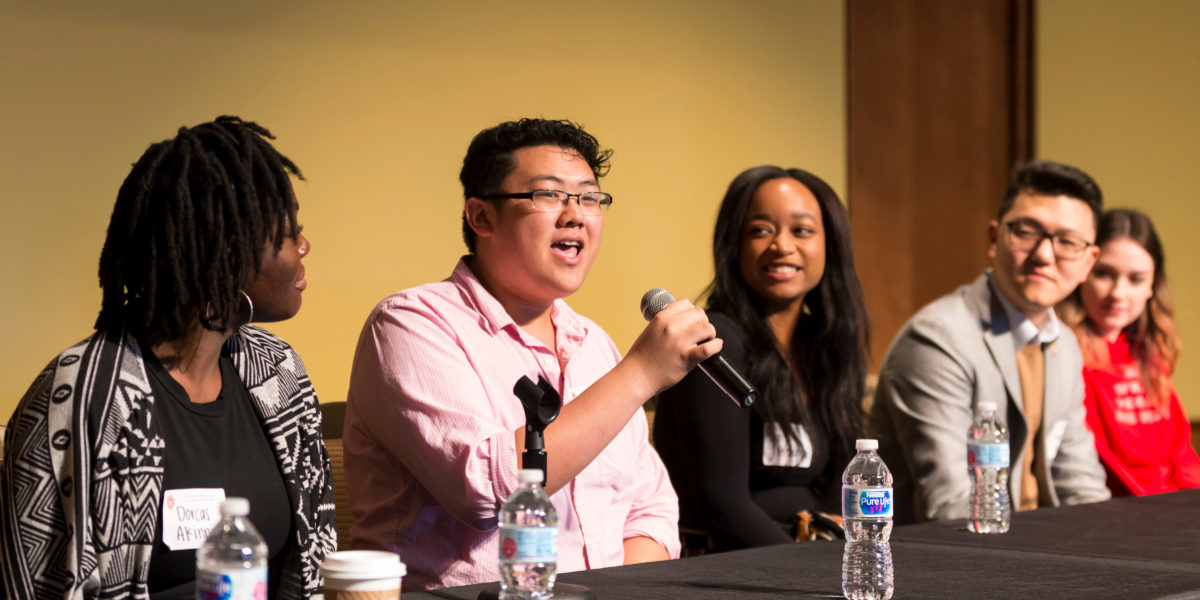 Student Panel discusses campus climate challenges and how to develop coping skills at the 2017 Diversity Forum.