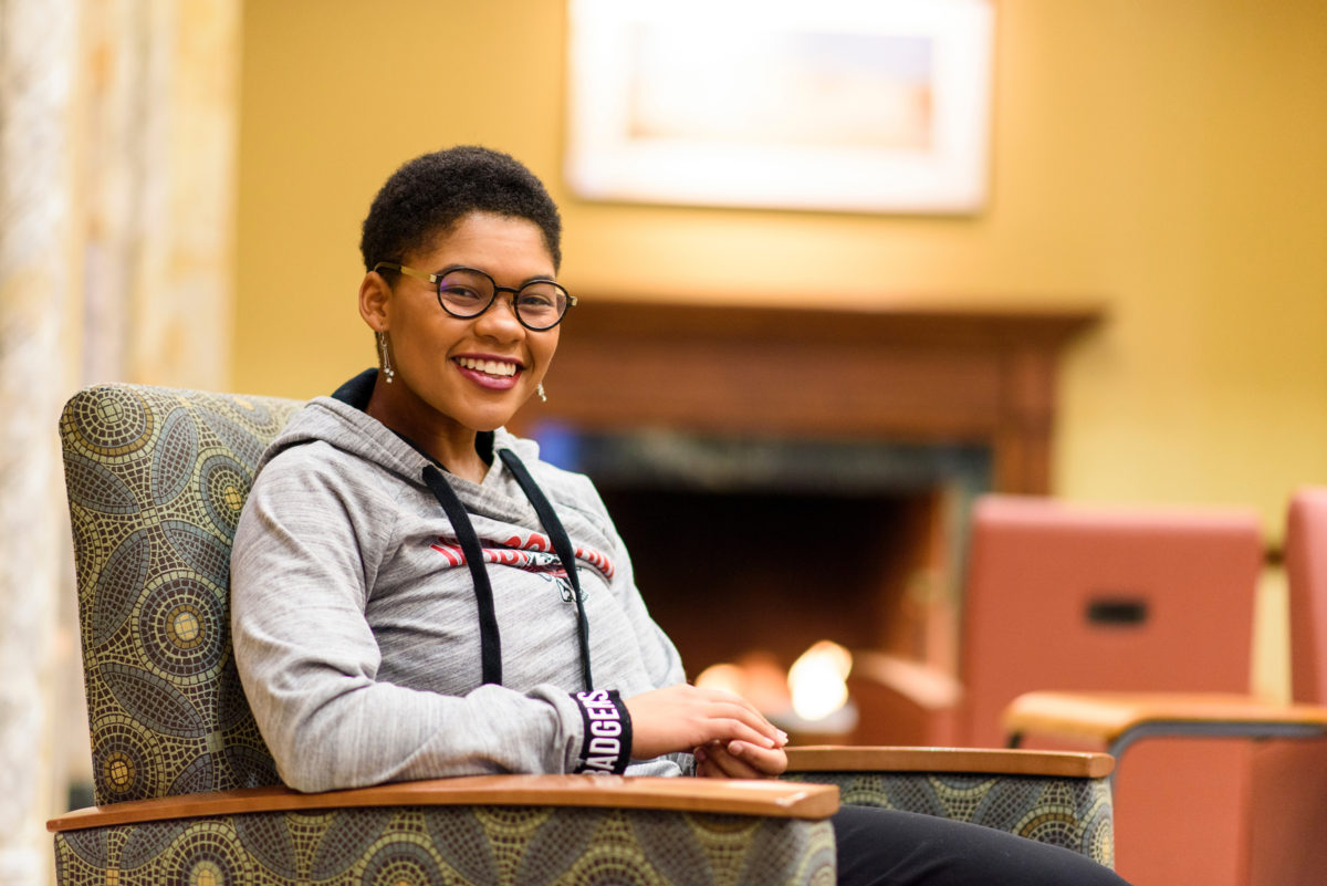 Jamie Dawson will be the student speaker during winter commencement on Dec. 16 at the Kohl Center. A member of the First Wave program, she will be receiving a Bachelor of Arts degree with majors in Afro-American studies and psychology. PHOTO: BRYCE RICHTER