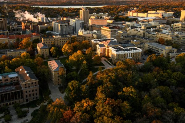 Aerial photo of the UW–Madison campus.