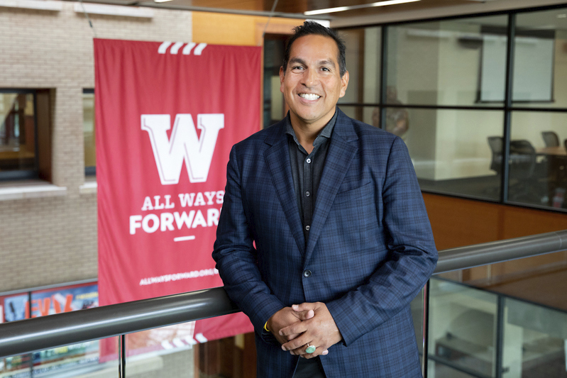 In his new role, Aaron Bird Bear will work to foster strong ties between the 12 First Nations of Wisconsin and the university. PHOTO BY SARAH MAUGHAN