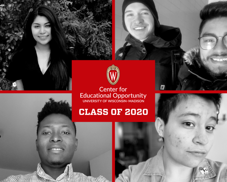 A graphic showing black and white photos of graduating scholars from the Center for Educational Opportunity program