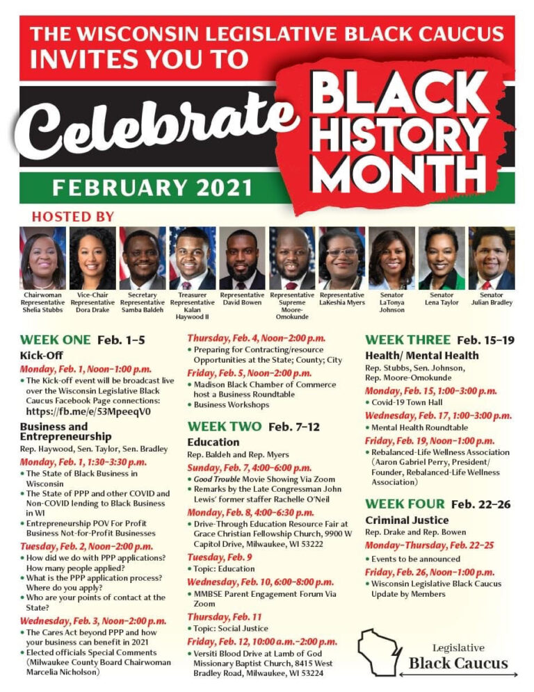 Wisconsin Legislative Black Caucus to Host Black History Month Events