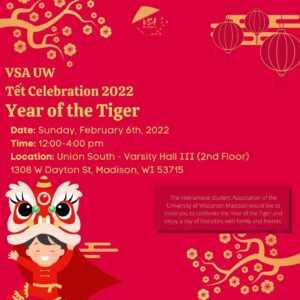 Red graphic advertizing the Tet Vietnamese Lunar New Year celebration. Details in the web post.