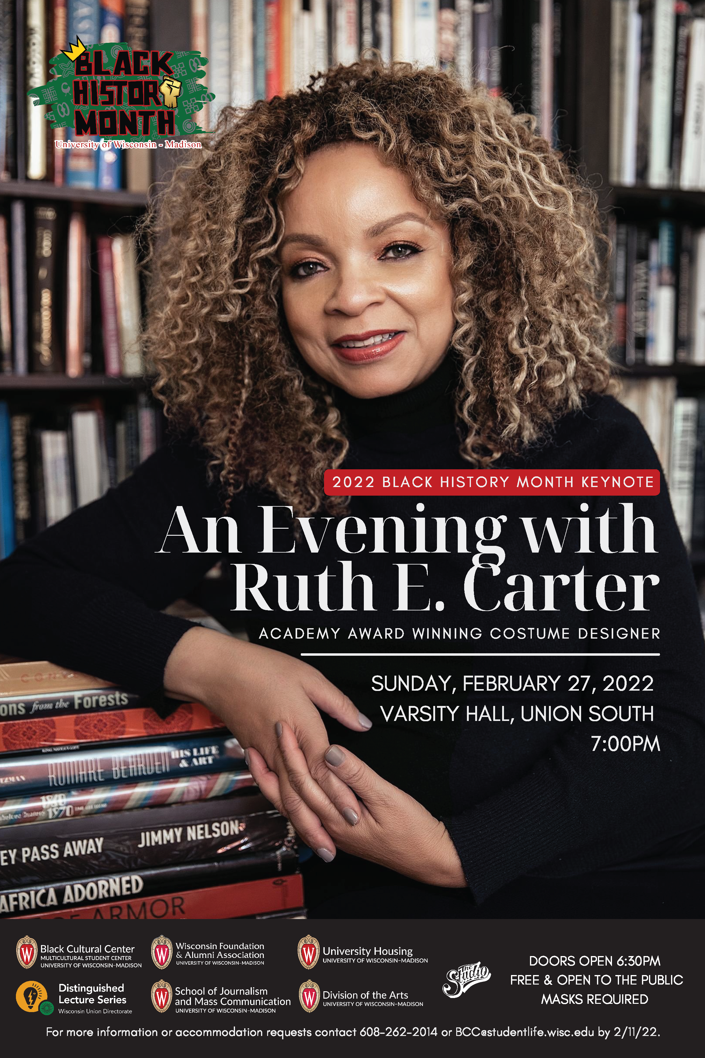 Poster for the Black History Month keynote event: An Evening with Ruth E. Carter. Details about the event are in the web post.